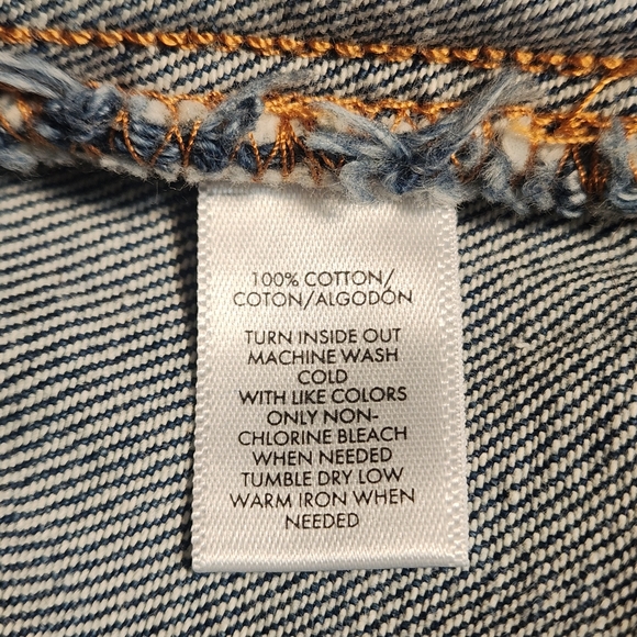 LOFT Button Front Flap Pockets Cotton Denim Blue Jean Skirt Size 12 - Picture 7 of 7